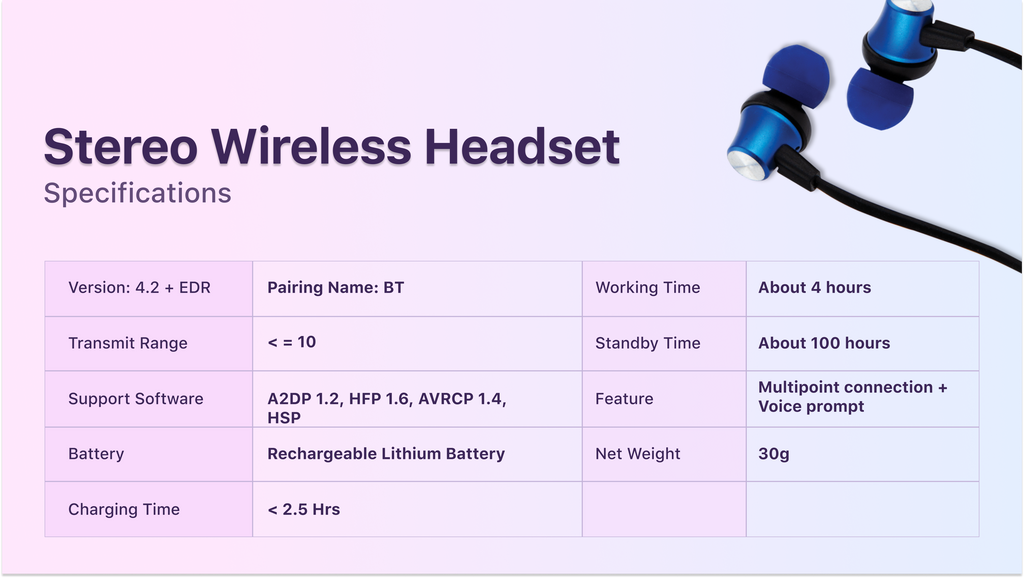 Stereo Wireless Earphones - High Quality