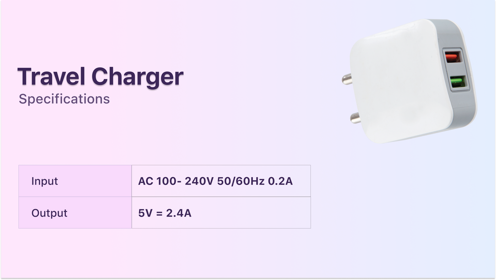 USB Travel Charger Adapter - 2 slots