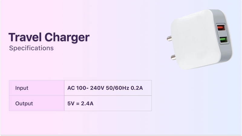 USB Travel Charger Adapter - 2 slots